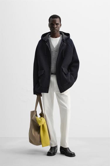 WOOL-VISCOSE TEXTURED JACKET - Navy blue by Zara - Image 0