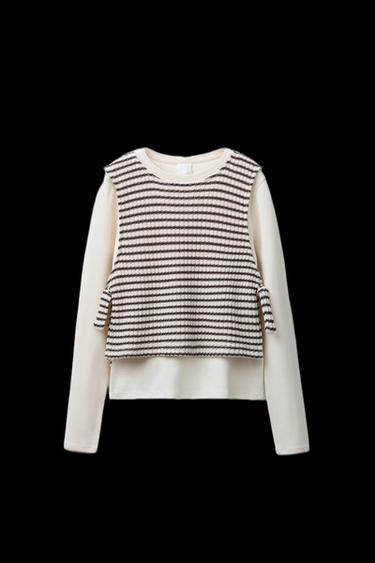 KOMBINIERTES T-SHIRT MIT GESTREIFTER WESTE - Gestreift von Zara - Bild 0