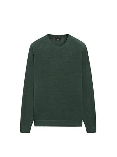 Zara Linen knit crew neck sweater - Bottle green
