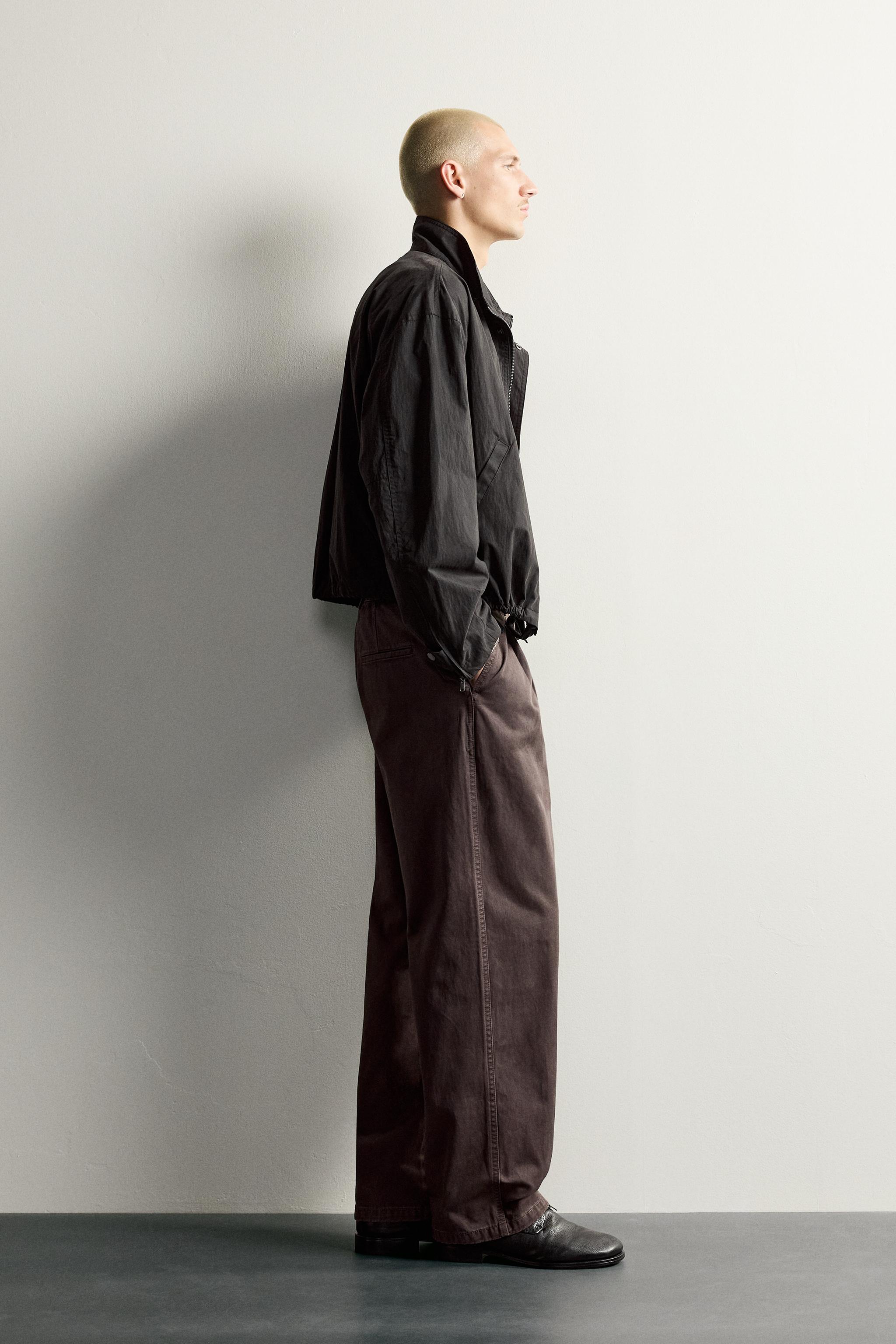 PANTALON DÉCONTRACTÉ DÉLAVÉ À PLIS
