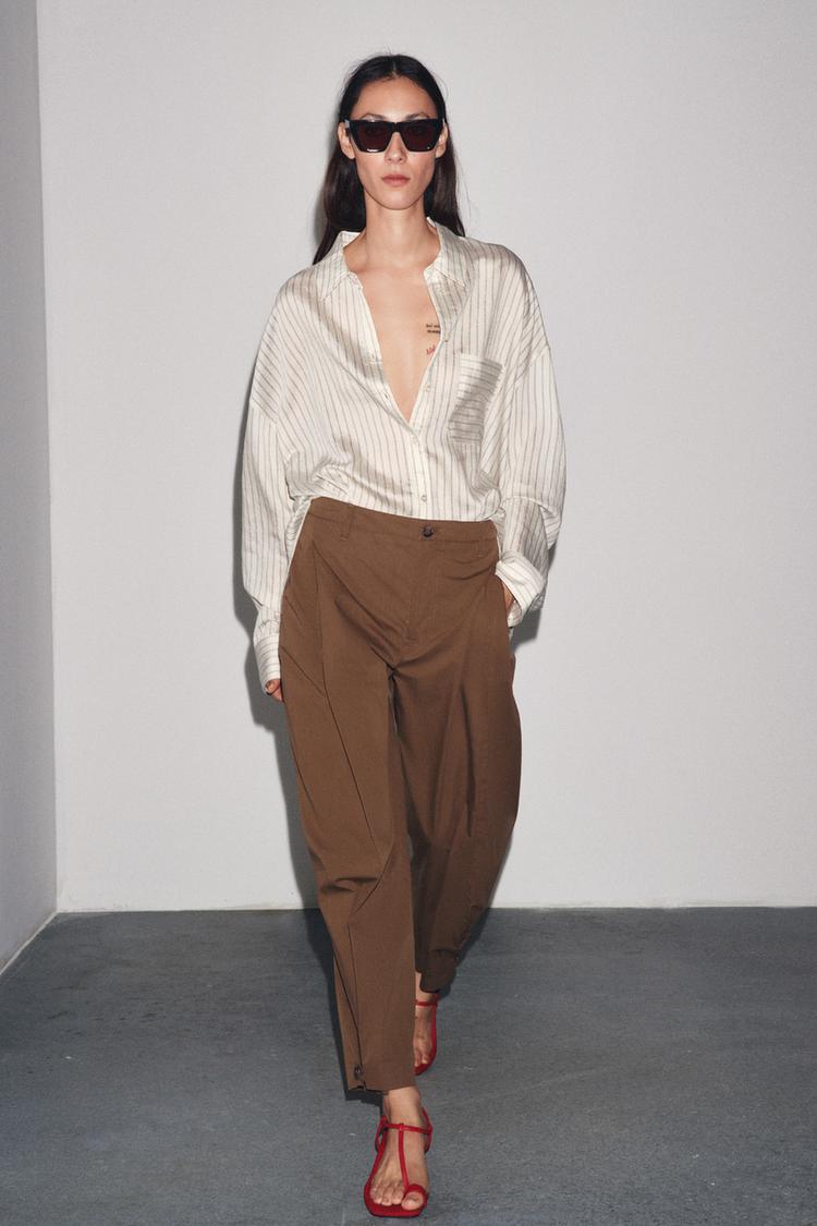 PANTALONI PINCES PASSANTI ZW COLLECTION Marrone ZARA Italia