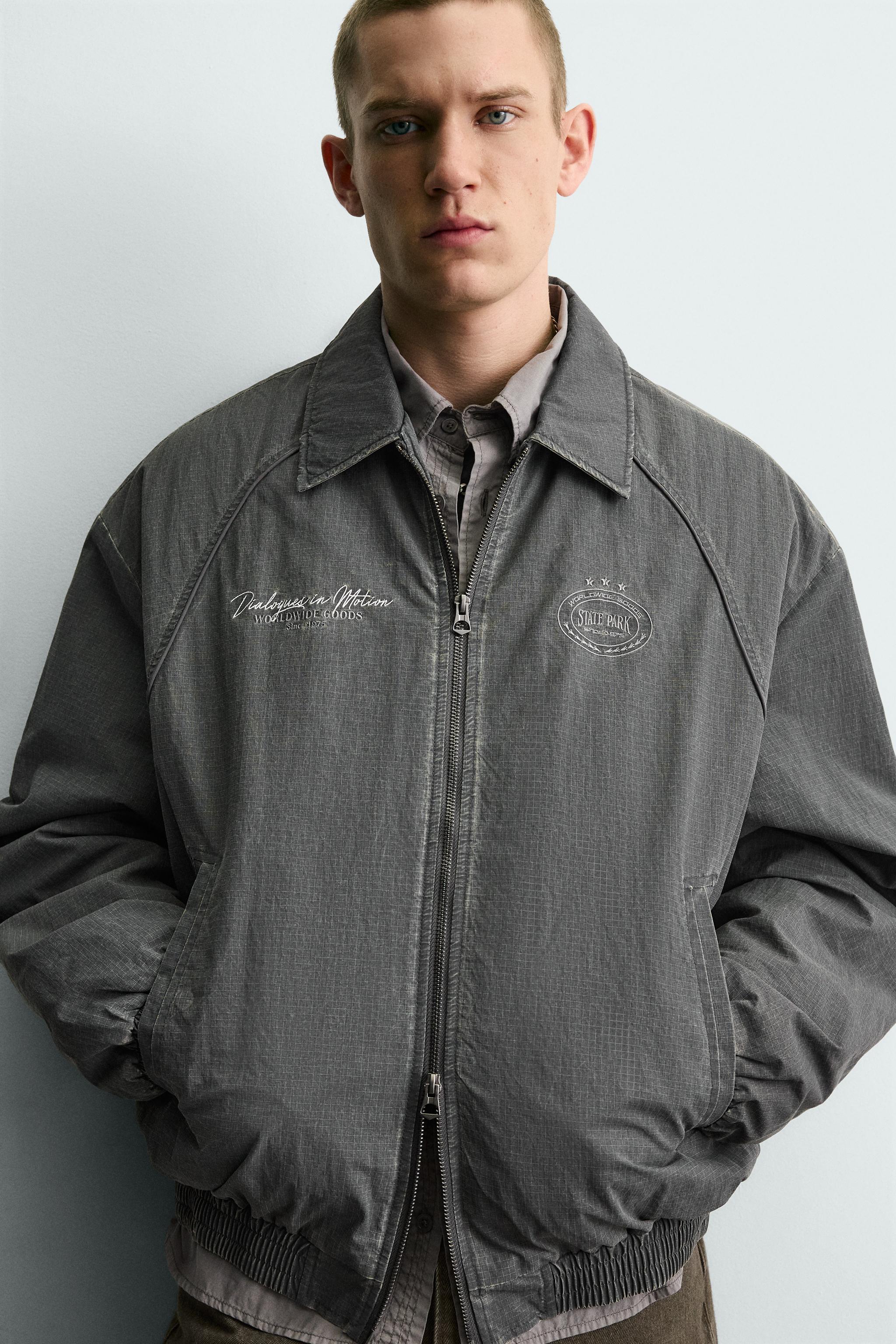 組曲　グレー キルティングジャケット テクスチャーキルティングジャケット - ブルー/グレー | ZARA Japan / 日本