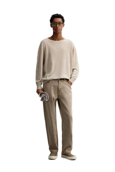 Zara LIGHTWEIGHT LINEN SWEATER - Beige marl - Image 0