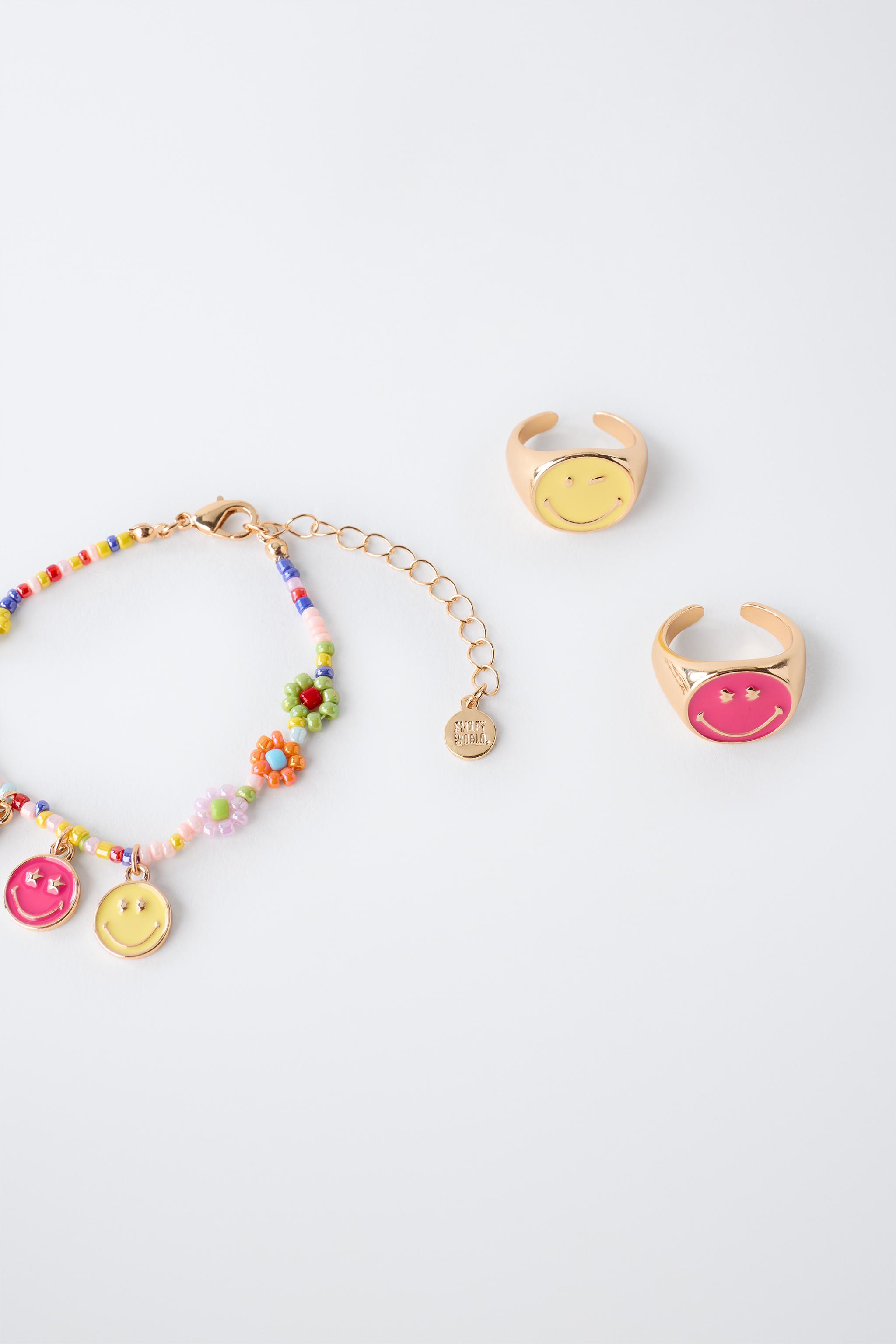 Детские аксессуары Zara PACK OF RINGS AND BEADED BRACELET SMILEYWORLD ® — фото 4