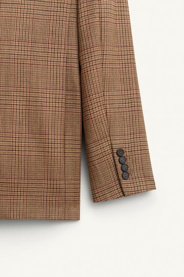 VESTE À CARREAUX 100 % LAINE ÉDITION LIMITÉE - Marron de Zara - Image 7
