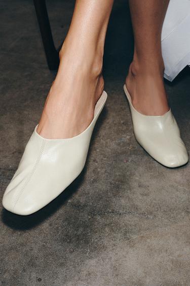 КОЖАНЫЕ МЮЛИ НА ТАНКЕТКЕ — LIMITED EDITION — Небеленый от Zara