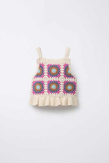 TOP PUNTO CROCHET VOLANTE - Multicolor de Zara