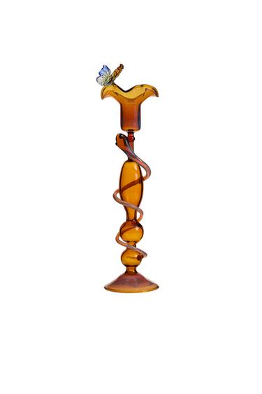 Zara BOROSILICATE SNAKE CANDLESTICK | MARISA BERENSON - Orange