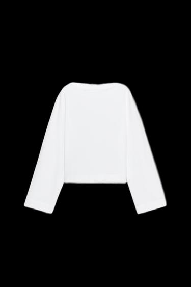 CAMISETA CUELLO BARCO - Blanco de Zara - Imagen 0