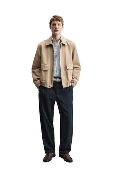 HEMP/COTTON RELAXED FIT TROUSERS - Dark navy by Zara