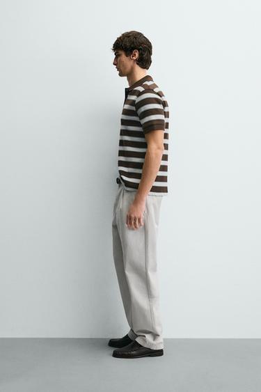 VERTICAL TEXTURED POLO SHIRT - Chocolate by Zara - Image 3