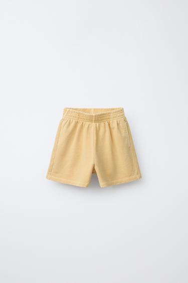 Zara BASIC PLUSH SHORTS - Mustard