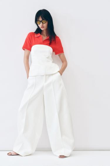 Zara 緞面氣球褲 - 磨白色