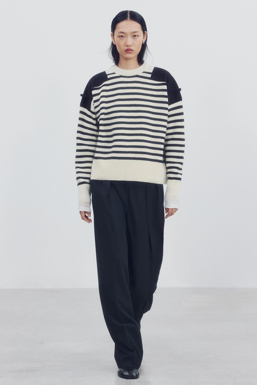 WOOL BLEND JUMPER WITH CONTRAST SHOULDERS