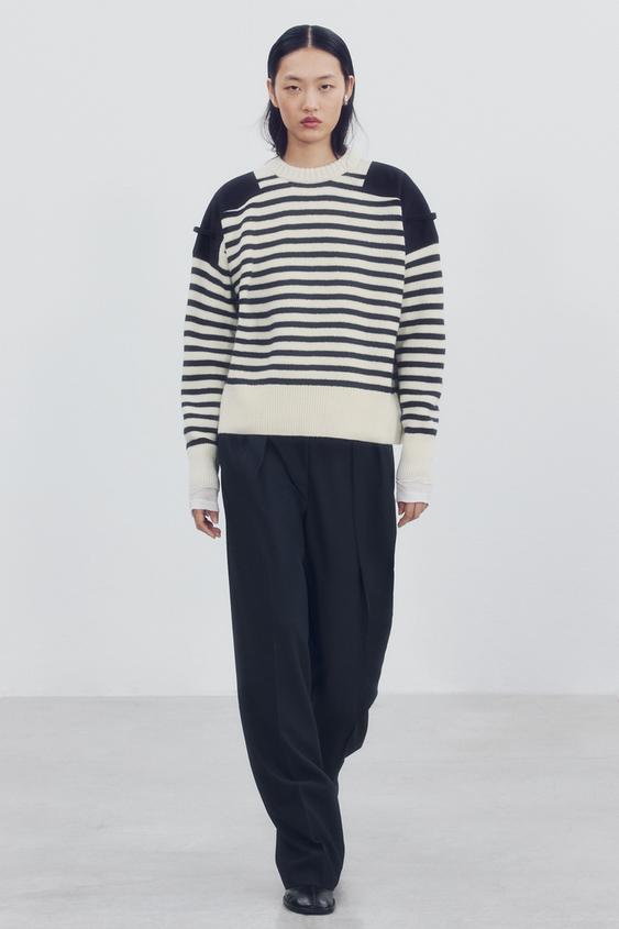 JERSEY MIT WOLLE UND KOMBINIERTEN schulter - Gestreift von Zara - Bild 0
