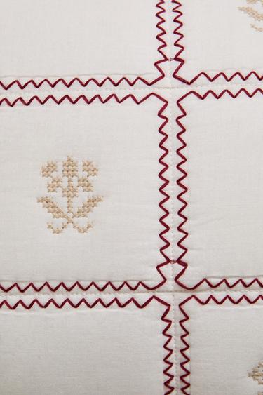 CUSHION COVER WITH FLORAL EMBROIDERY - Ecru by Zara - Image 2