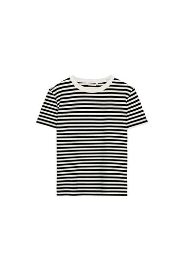 CAMISETA INTERLOCK MANGA CORTA - rayas de Zara