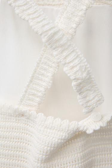 3-6 YEARS/ CROCHET FLORAL SWIMSUIT - Ecru by Zara - Image 3