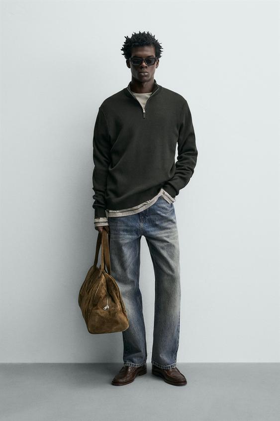 COTTON QUARTER-ZIP JUMPER