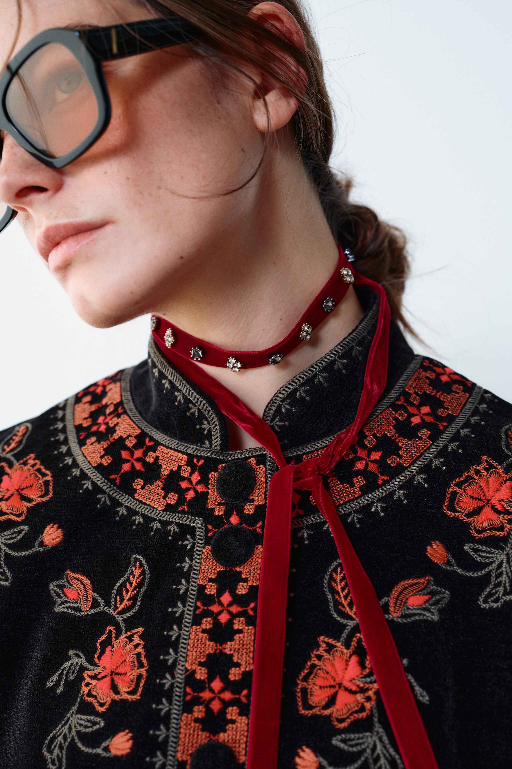 Velvet Rhinestone Choker by Zara