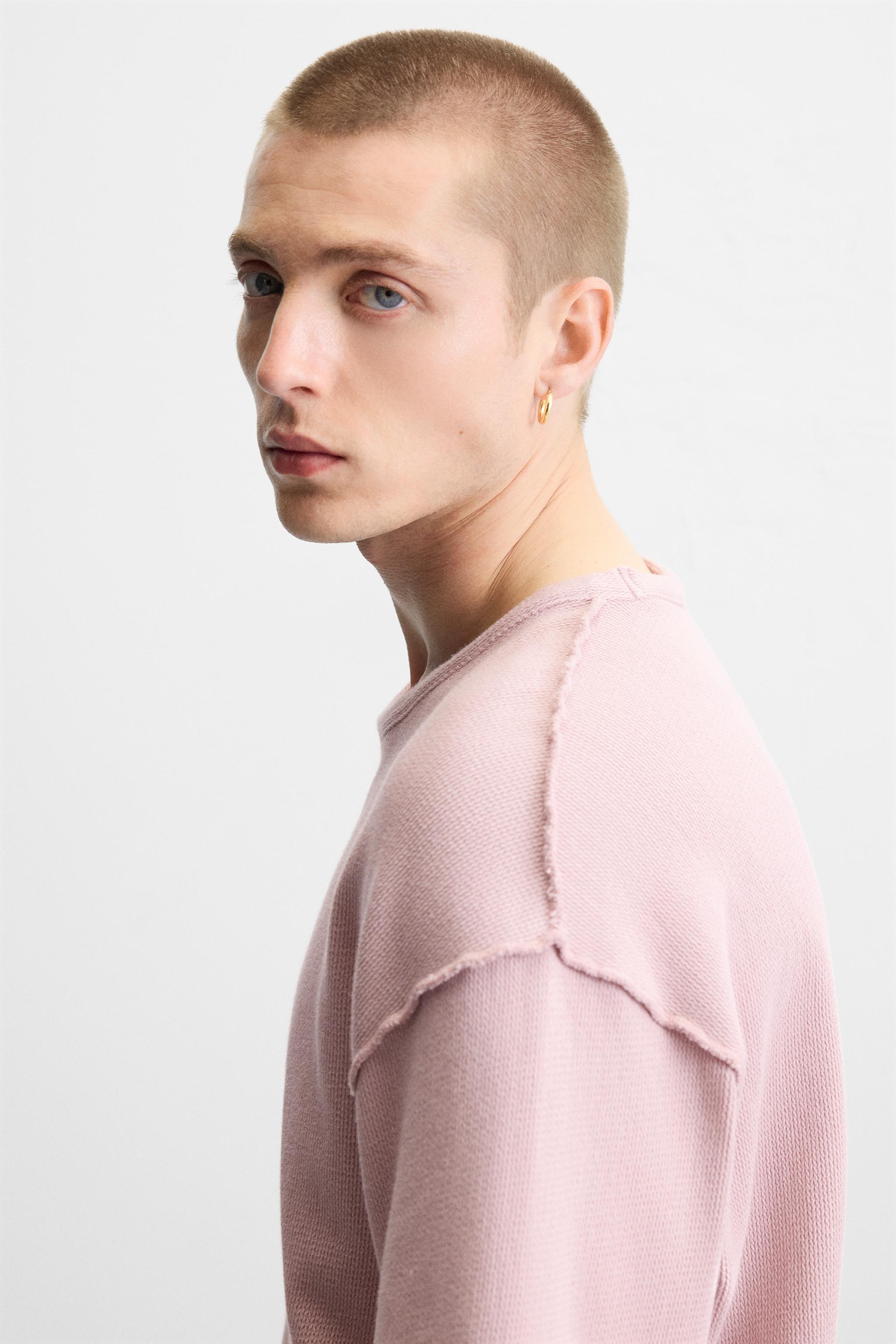 ★ドイツ発*ZARA*新作*リバースエフェクトニットTシャツ/PALE★ スプレープリント ニット Tシャツ - オフホワイト | ZARA Japan