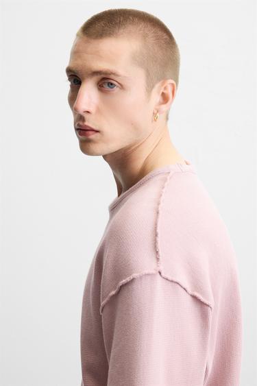 REVERSE EFFECT KNIT T-SHIRT - Pale pink by Zara - Image 5