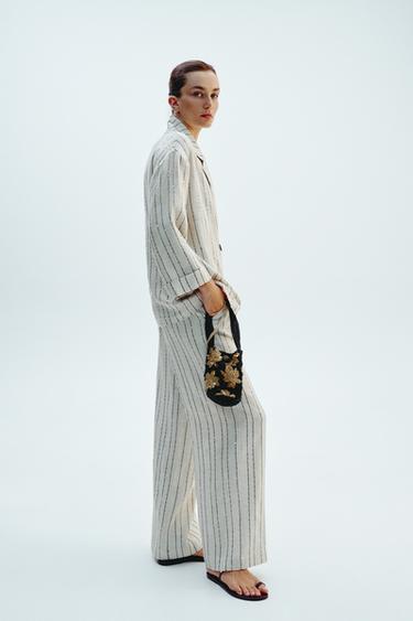 BLAZER À RAYURES ET SEQUINS - Beige clair de Zara - Image 2
