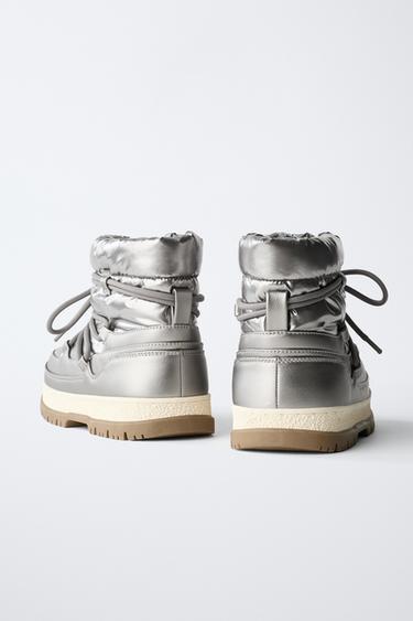 METALLIC ANKLE BOOTS - Silver by Zara - Image 4