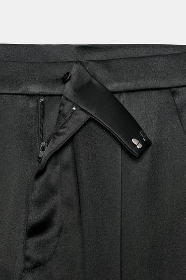 PANTALON SATINÉ BOUFFANT À PLIS - Noir de Zara - Image 2