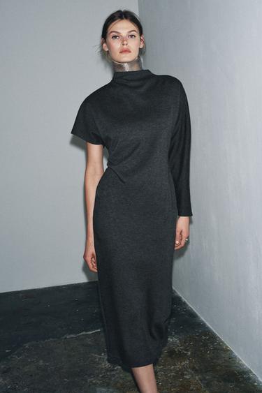 ASYMMETRIC LONG DRESS - Anthracite grey by Zara - Image 1