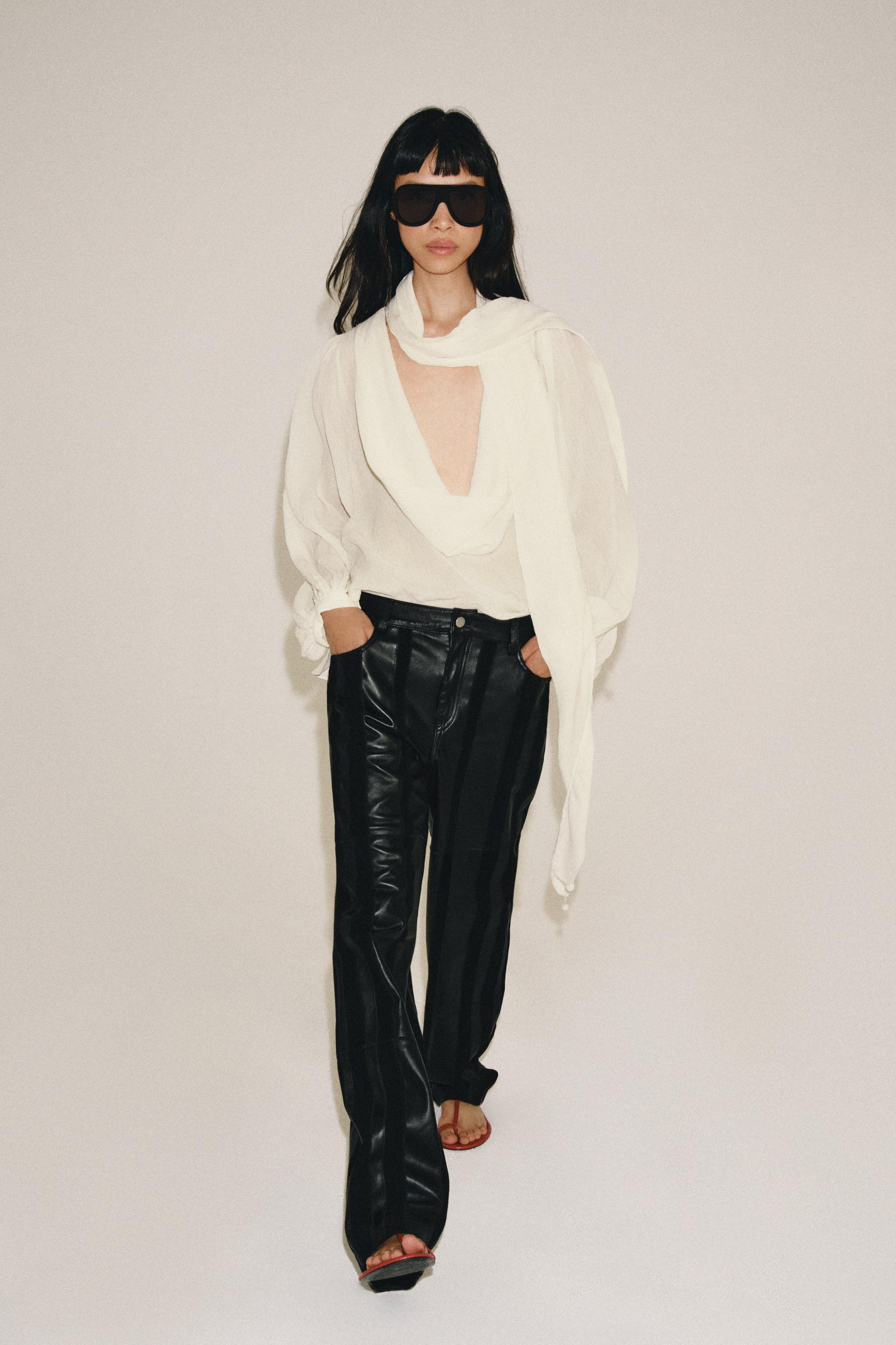 ZW COLLECTION TIE-NECK SHIRT - Ecru | ZARA United States