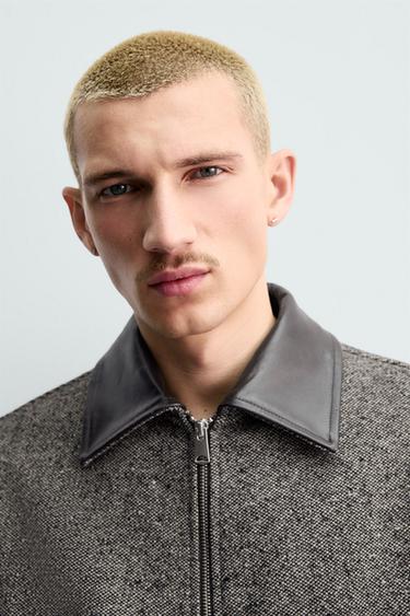 BLOUSON STRUCTURÉ BIMATIÈRE CUIR ORIGINS - Marron / Écru de Zara - Image 4