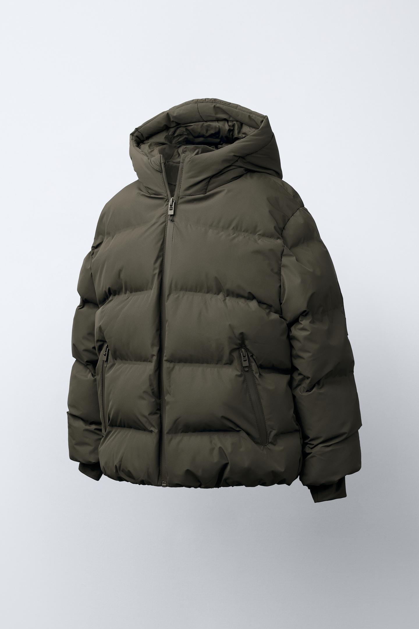 Детская куртка Zara Water Repellent Label Puffer, цвет: Коричневый / Серо-коричневый — фото 2