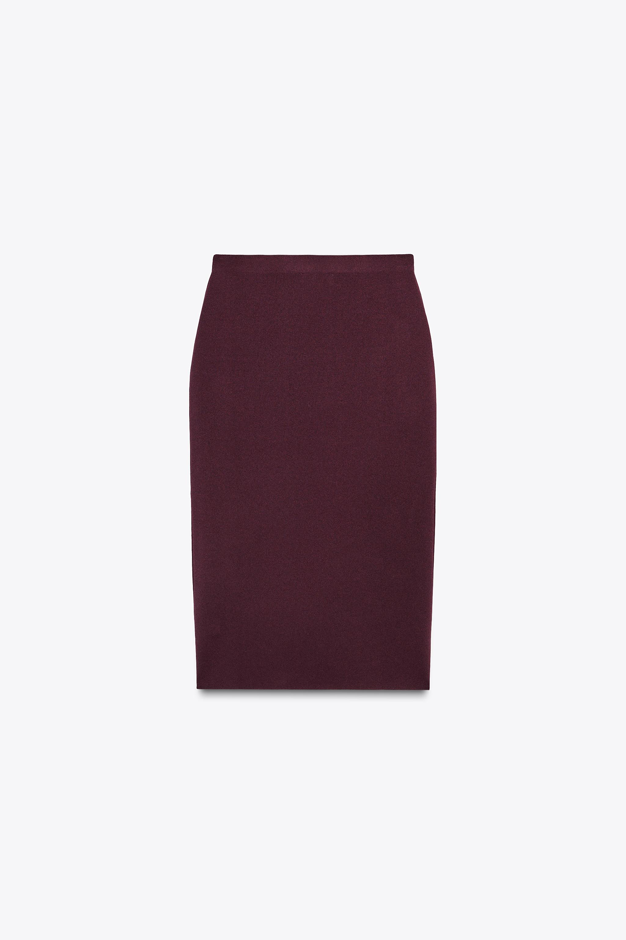 【ZARA】プレーン ニット ミディスカート エンジ | 9598/069/605 プレーン ニット ミディスカート - エンジ | ZARA Japan / 日本