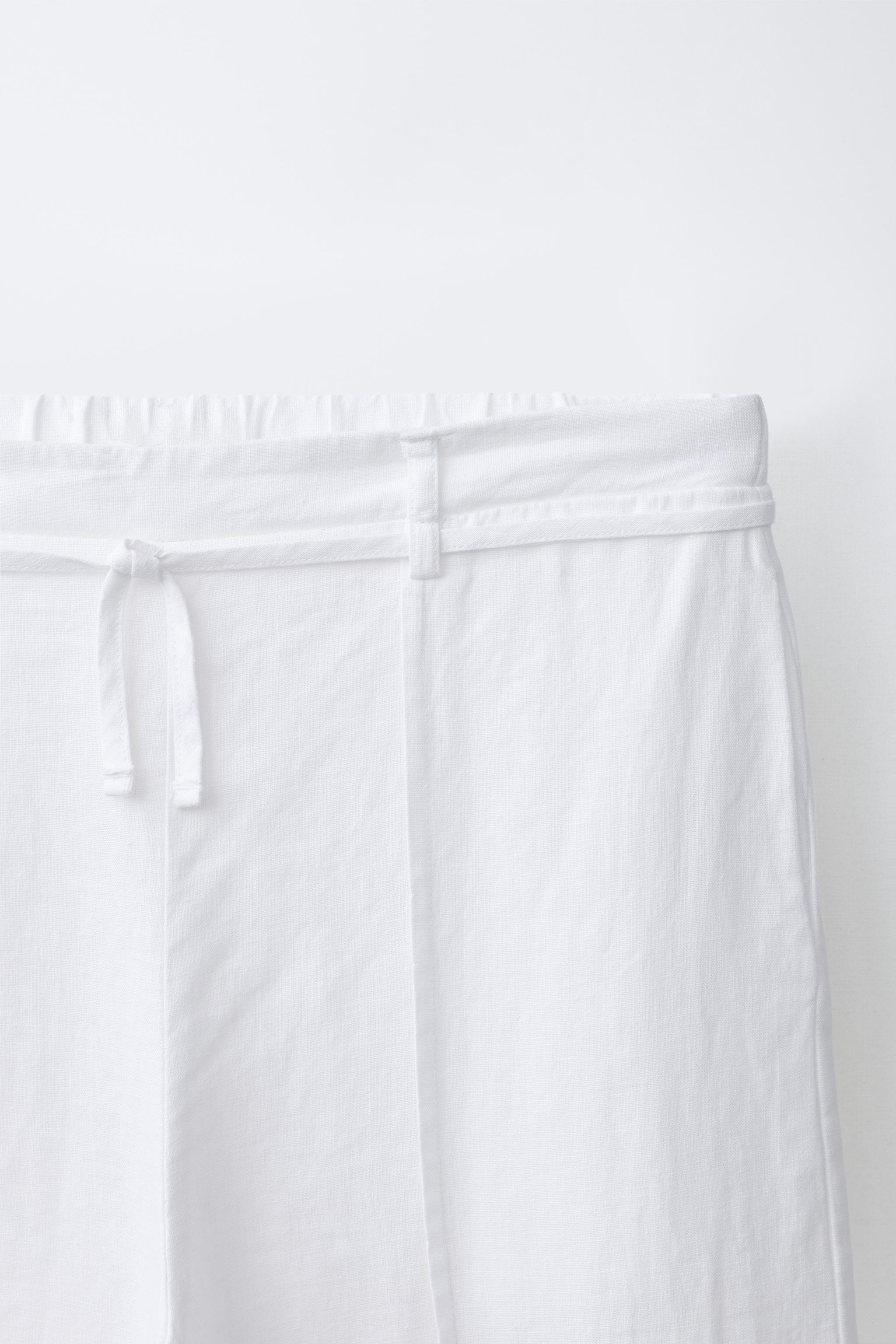 PANTALON WIDE LEG À CORDON AVEC LIN