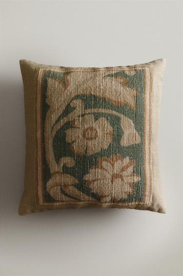 Zara FLORAL THROW PILLOW COVER - Light green