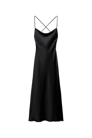 DRAPED SATIN MIDI DRESS