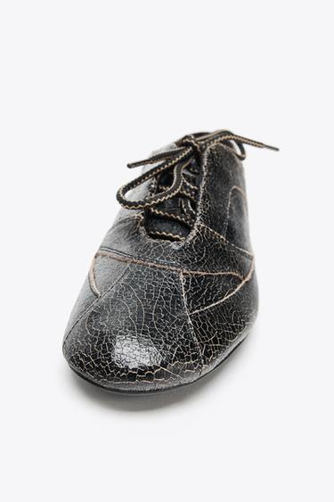 WORN EFFECT LEATHER SHOES - Anthracite grey by Zara - Image 4