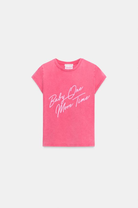 BRITNEY SPEARS WASHED EFFECT CROP T-SHIRT - Pink by Zara - Image 0