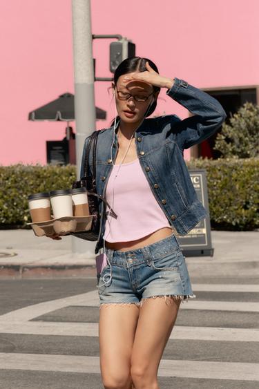 TRF MINI DENIM SHORTS WITH STUDS - Indigo by Zara - Image 0