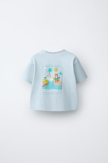 T-SHIRT IMPRIMÉ ANIMAUX SURF - Bleu pastel de Zara - Image 1