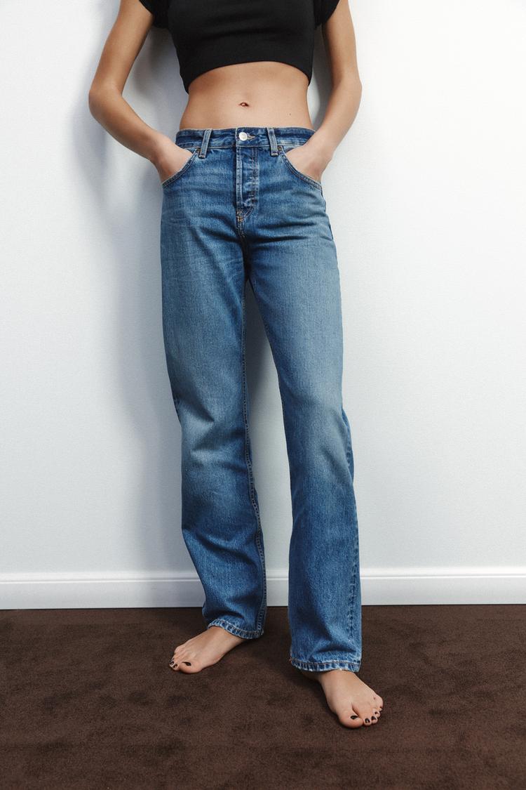 EXTRA LONG MID-RISE TRF STRAIGHT LEG METALLIC JEANS