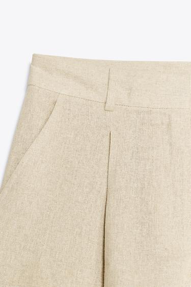 BERMUDA TAILLE HAUTE AVEC LIN - Beige clair de Zara - Image 8