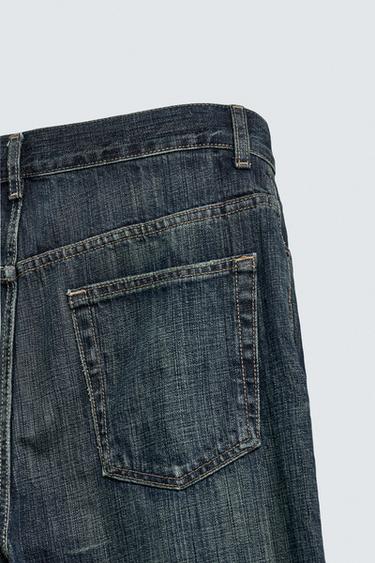 Zara WIDE FLARE FIT JEANS - Blue / Green