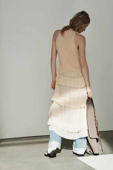 ROBE MI-LONGUE À VOLANTS - Crème de Zara - Image 6