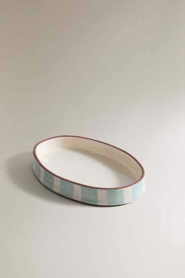 PORTE-SAVON SALLE DE BAIN CÉRAMIQUE RAYURES - Bleu / Blanc de Zara - Image 1