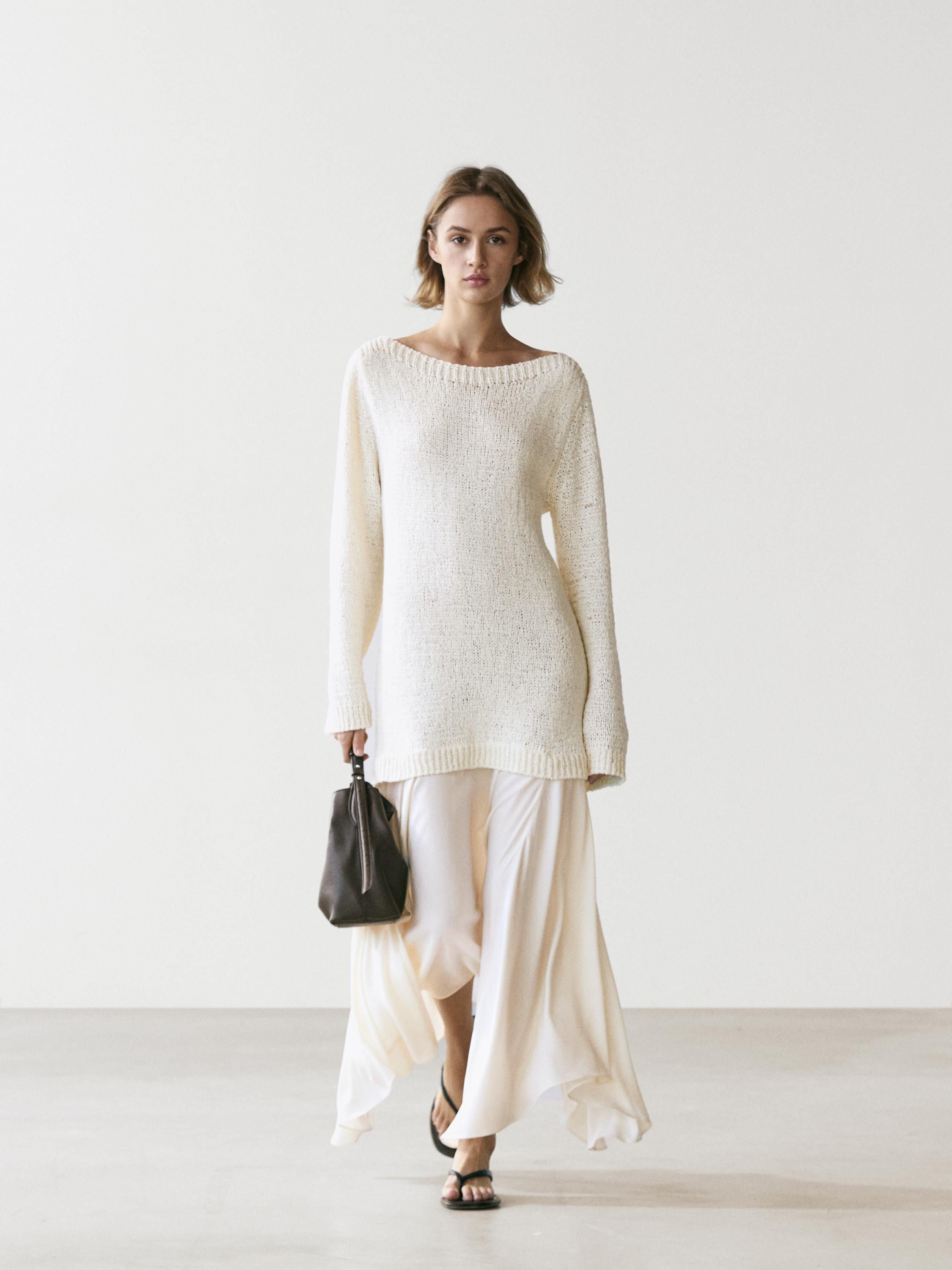Combined asymmetric midi dress