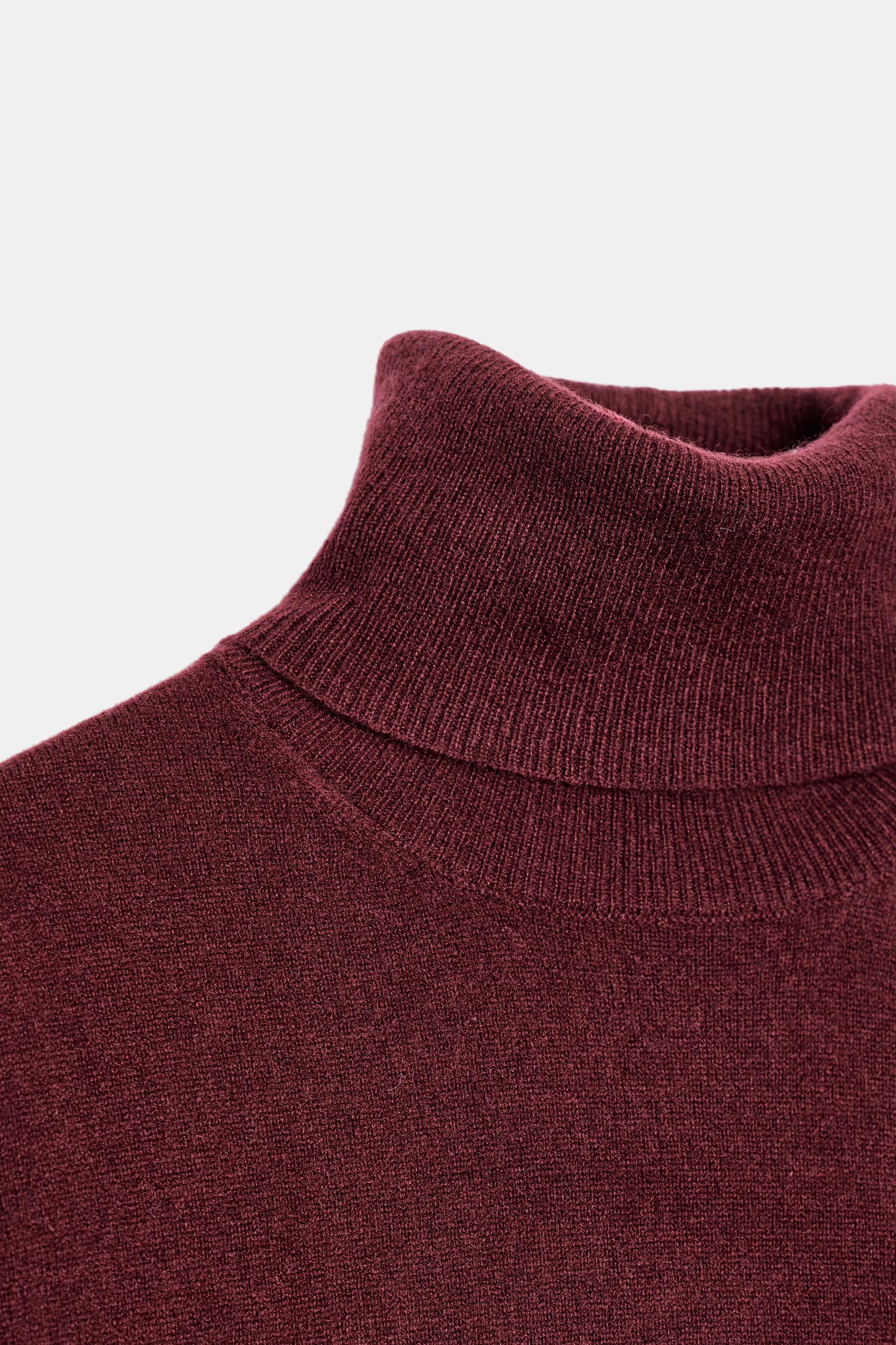 100% WOOL OVERSIZED HIGH COLLAR JUMPER - Maroon | ZARA United States