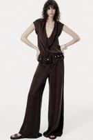 LEATHER BELT WITH RECTANGULAR BUCKLE