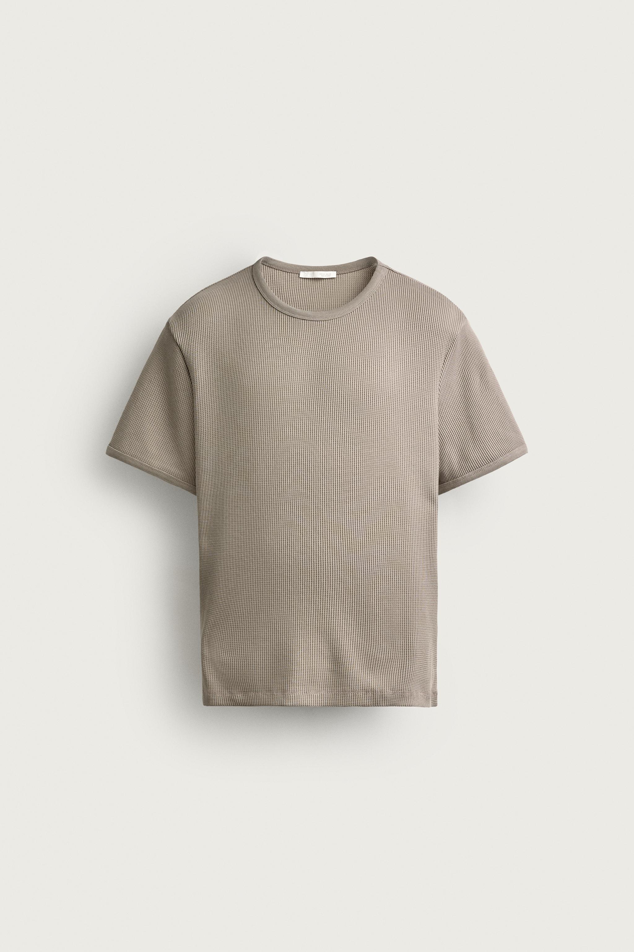 WAFFLE TEXTURE T-SHIRT — Stone